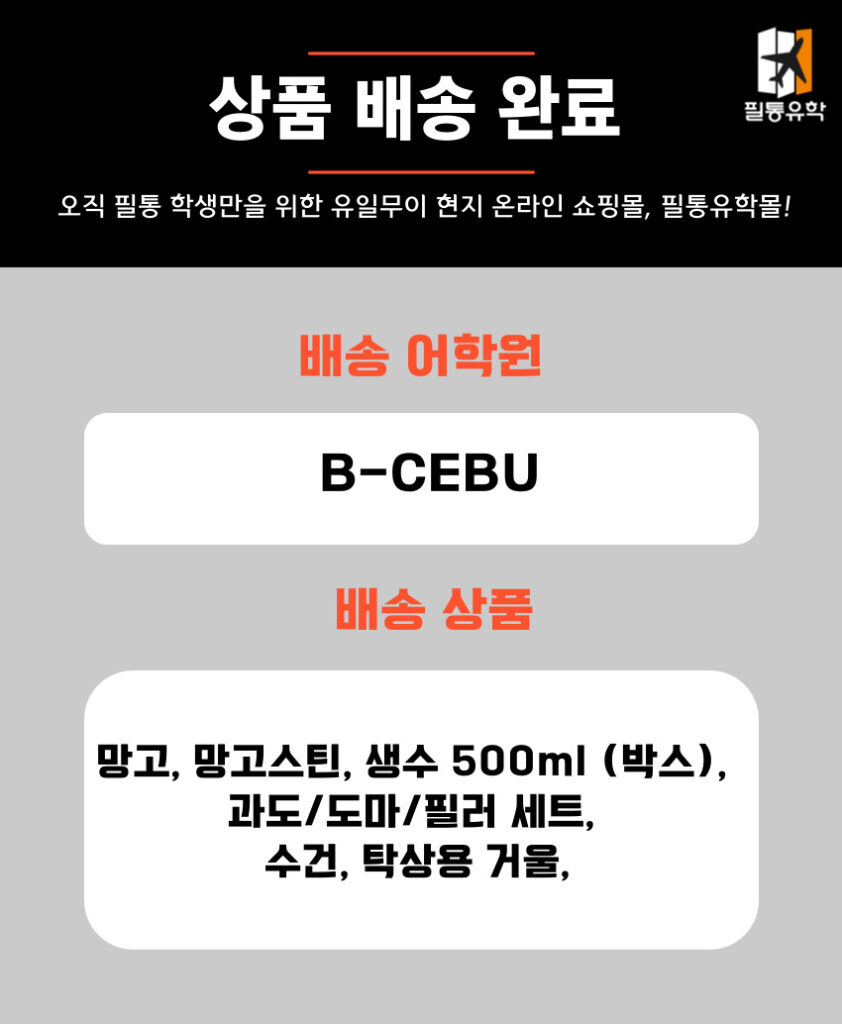 필리핀 비세부어학원 6월 3일 주문목록