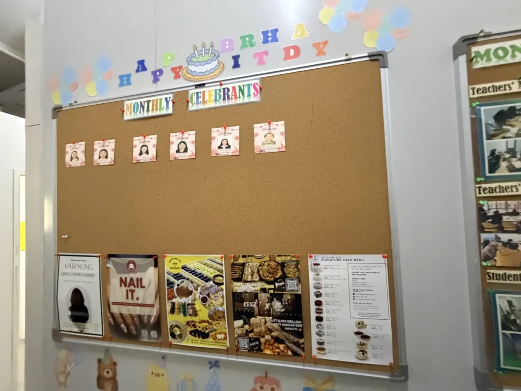 필리핀 바기오 E-Edu어학원 이달의 생일자 게시판 안내판