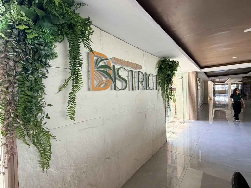 필리핀 세부 EDUTALK어학원 숙소 DISTRICT 로고 입구 로비