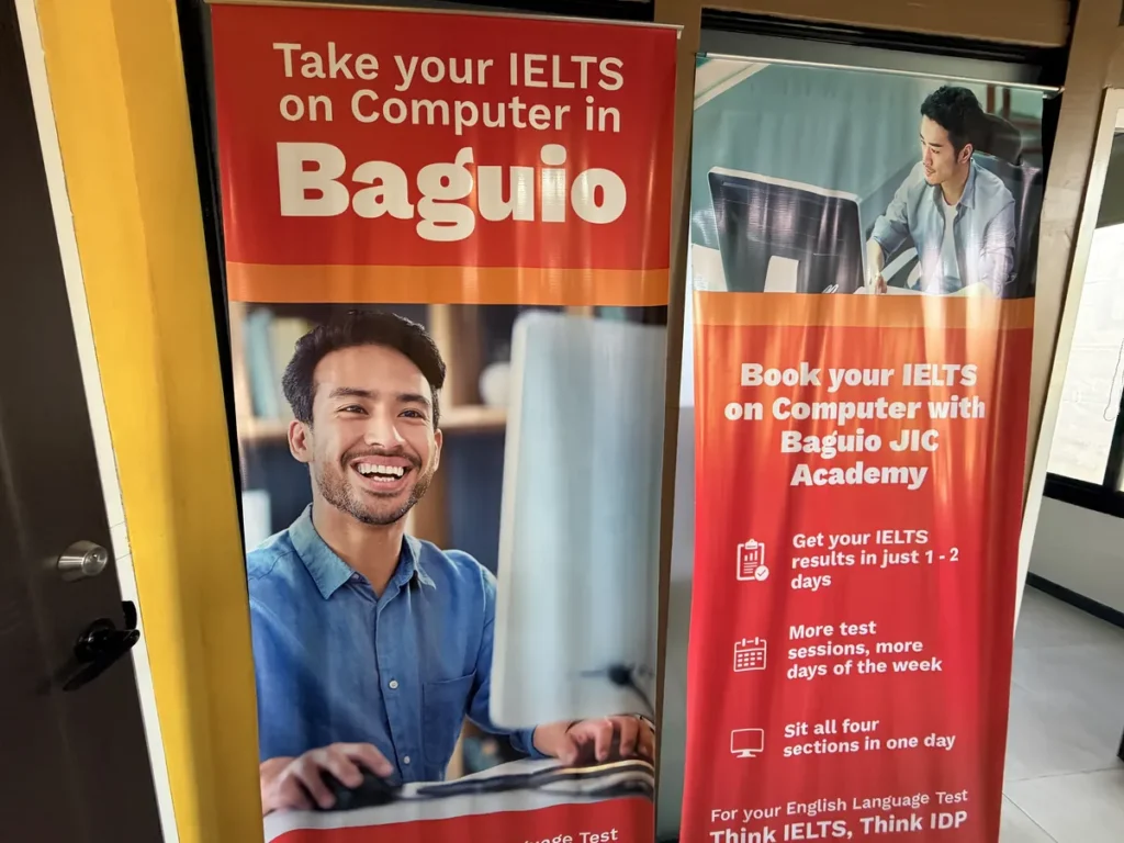 필리핀 바기오 JIC어학원 IELTS 온 컴퓨터 시험 안내 배너