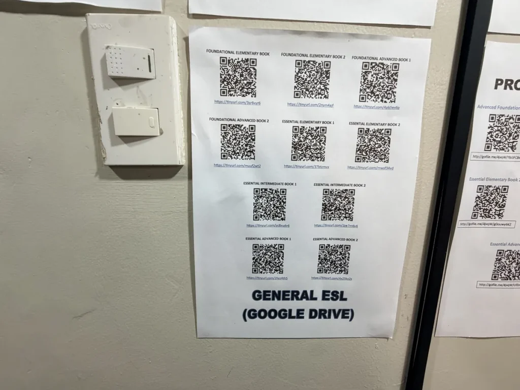 필리핀 바기오 MONOL어학원 오피스 ESL 교재 구글드라이브 QR