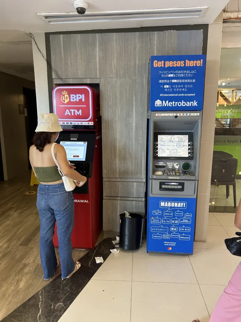 필리핀 막탄 QQ어학원 주변 상권 BPI 메트로뱅크 환전 ATM기