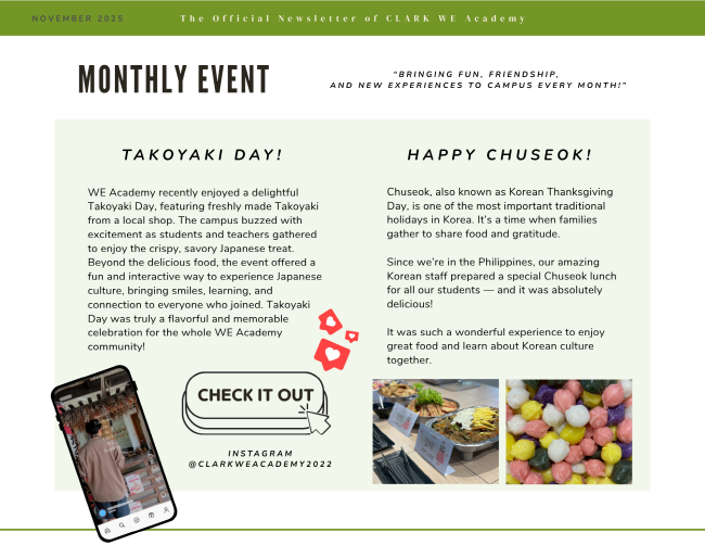 필리핀 클락 WE 어학원 11월 뉴스레터3